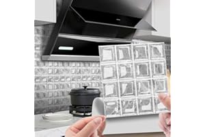 10 Sheets 3D Glossy Tile Stickers Peel and Stick Removable Wallpaper 10x10 cm Waterproof Self Adhesive Wall Tiles for Kitchen