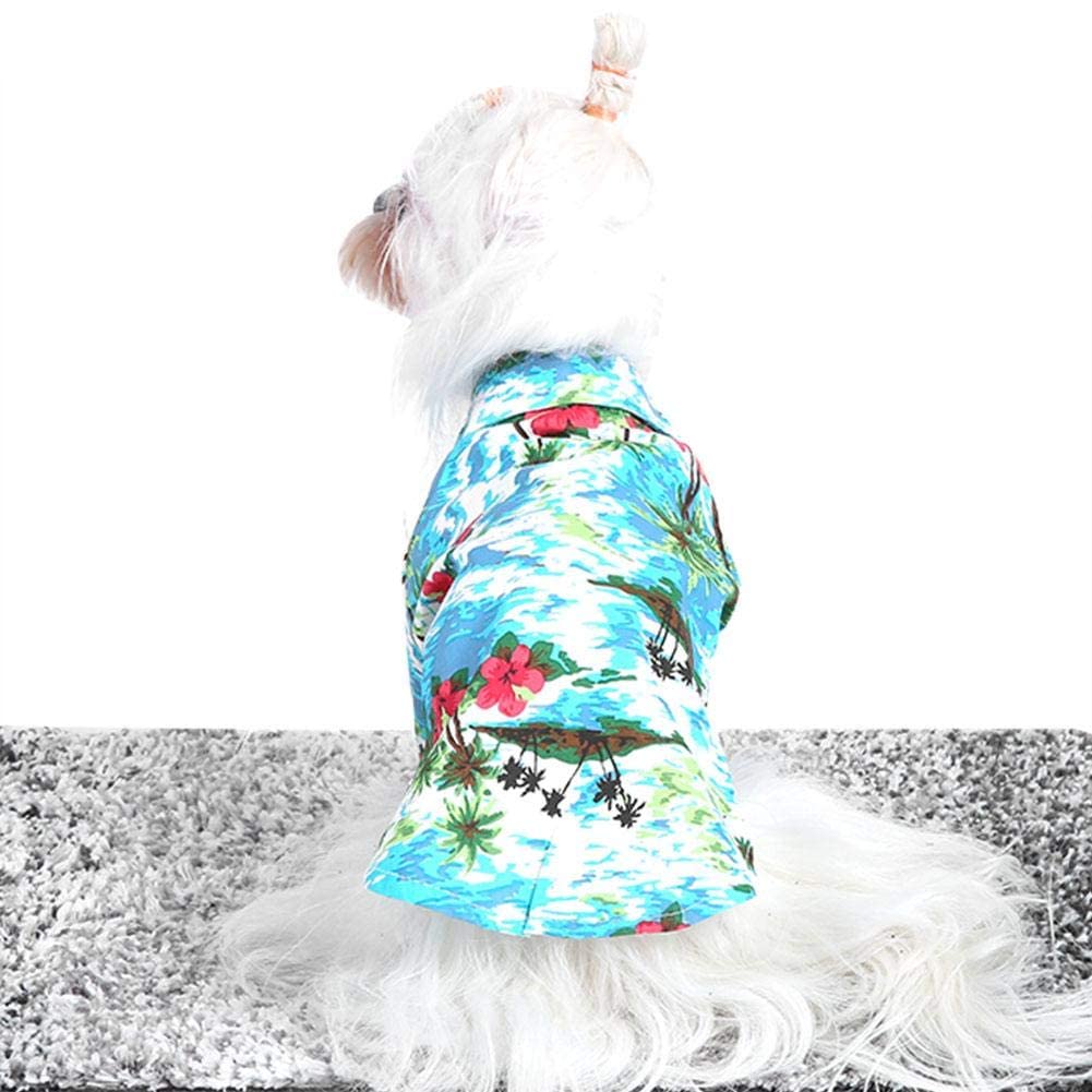 Pet Hawaiian Shirt Fashionable Breathable Dog Summer T-Shirt Comfortable Seaside Resort Style Pet Clothes Puppy Clothing for Small to Medium Dogs Cats(L)