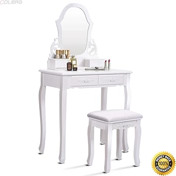 Amazon Com Colibrox White Vanity Jewelry Wooden Makeup Dressing