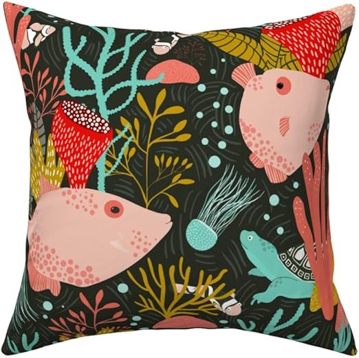 Amazon Com Roostery Throw Pillow Marine Life Fishes Coral Reef