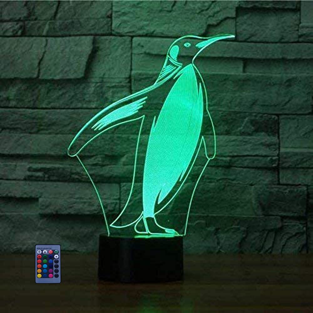 HPBN8 Ltd 3D Penguin Night Light Lamp 7/16 Color Change LED Lamp Remote Control USB Powered Decor Decorations Valentines Room Decoration Birthday