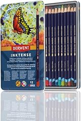 Derwent Inktense Permanent Watercolour Pencils 12 Set in Tin 4mm Core