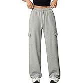 Aleumdr Wide Leg Sweatpants for Women Cargo Pants High Waisted Sweat Pants Baggy Joggers Casual Long Pants with Pockets