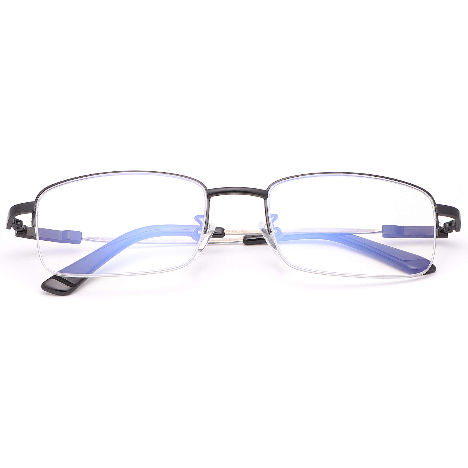 Vepiant Progressive Multifocus Reading Glasses Blue Light Blocking No Line Multifocal Computer Readers Titanium Alloy UV Protection for Men Women Semi Rimless Presbyopic Eyeglasses Anti Glare Eyewear