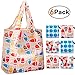 Reger Foldable Nylon Light Weight Compact Grocery Shopping Storage Bags Reusable & Machine Washable Fits in Pocket Eco Friendly Owls(Pattern 04, Pack of 6)