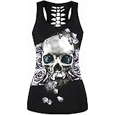 Aivtalk Women's Sleeveless Tank Tops Boat Neck Crisscross Strappy Shirt Starry Sky Print Blouse