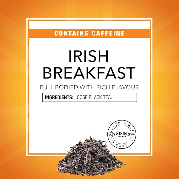 TWININGS IRISH BREAKFAST LOOSE TEA, 3.53 OUNCE TIN (PACK OF 1), SMOOTH, FLAVOURFUL, ROBUST BLACK TEA LEAVES, CAFFEINATED, ENJOY HOT OR ICED