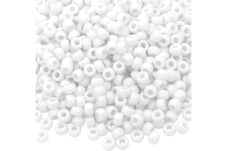 Auvoau 1000Pcs Pony Beads Bracelet 9mm White Plastic Barrel Pony Beads for Necklace,Hair Beads for Braids,Key Chain,Jewelry Making (White)