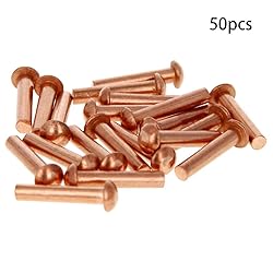 Aicosineg Solid Rivets,50Pcs M4 Round Head Copper