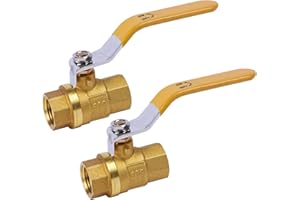 YADIAN 2 Pack 1/2'' Brass Ball Valve NPT Threaded, Heavy Duty Full Port Ball Valve 1/2 inch, Water Shut Off Valve with Female Thread NPT Connector, 150 PSI WSP / 600 PSI WOG (1/2 Inch NPT, Pack of 2)