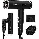 ANNLARY Plasma Ion Hair Dryer with Diffuser for Curly Hair, 110000 RPM Professional High Speed Blow Dryer with Plasma Ion, 1500W Foldable Travel Hairdryer with 6.5 Ft Cord Fast Drying for Women Men