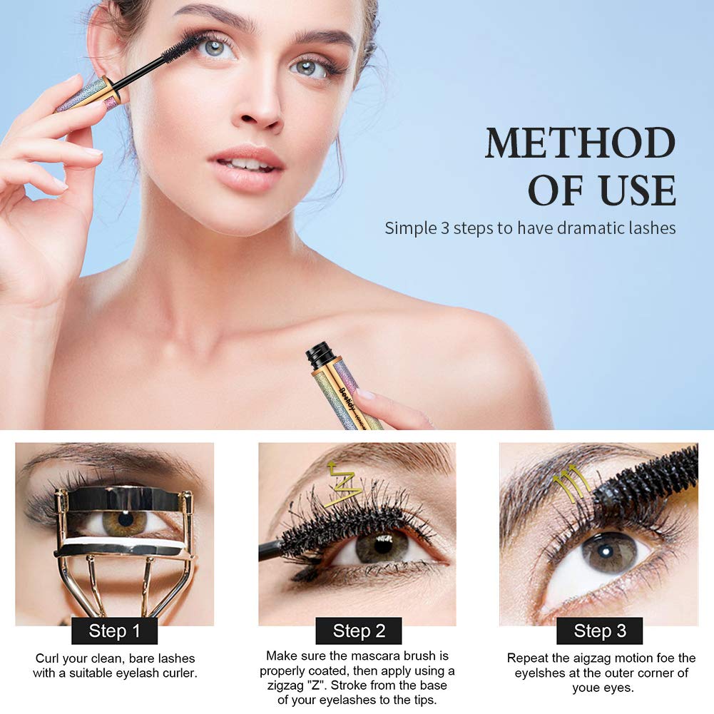 4D Silk Fiber Lash Mascara, Natural Waterproof Smudge-proof Mascara, Natural Thickening Lengthening Mascara No Clumping, No Smudging Lasting All Day : Beauty