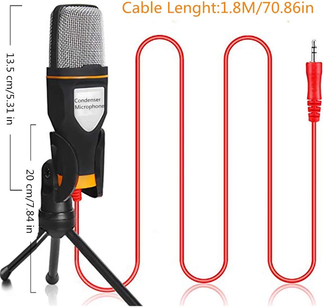HKBTCH PC Microphone with Tripod Stand, 3.5mm Jack Recording Condenser Microphone Compatible with PC, Laptop, iPhone, iPad - Image 3