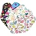 Wegreeco Reusable Menstrual Pads - Sanitary Pads and Panty Liners | Soft Cloth - 6 Pack with 1 Mini Wet Bag (Small, Mix Prints)
