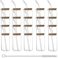 20 Pcs Drinking Glass Beer Can Shaped Glasses Cups Tumbler Reusable for Whiskey Iced Coffee Tea Soda Cocktail with Bamboo Lid