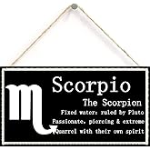 Scorpio The Scorpion - Beautiful Spiritual Gift Astrology Sign of The Zodiac Plaque 6 inch by 12 inch Hanging Sign, Decorative Wood Sign Home Decor,Wall Art