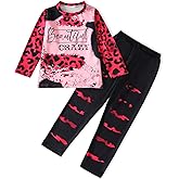 Afsmlys Tween Girl's Letter Print Top + Jogger Pants 2 Piece Outfit Set Kids Clothing, Sizes 6-14 Years