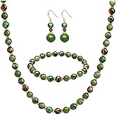 GEMTAL Beaded Necklaces for Women 3Pcs Colorful Boho Gemstone Bead Choker Summer Natural Stone Surfer Beach Bead Necklace Bracelets Earring Set Handmade Jewelry for Women Gift Jewelry Sets