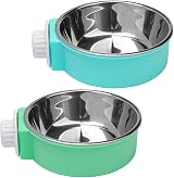 nuoshen 2 Pcs Pet Crate Bowls 2-in-1 Hanging Water Bowls 11cm