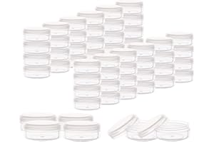 ZEJIA 10 Gram Sample Containers, 100 Count Cosmetic Containers with Lids, Refillable Empty Sample Jars, Small Plastic Containers with Lids (Clear)