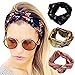 Ever Fairy 4 Pack Women Elastic Flower Printed Turban Head Wrap Headband Twisted Hair Band