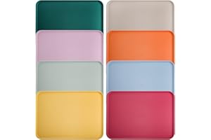 Lyellfe 8 Pack Fast Food Serving Tray, 15 by 10-Inch Wheat Straw Cafeteria Tray, Colorful Restaurant Serving Trays, Rectangul