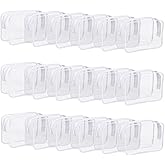YOQIVEXU 18 Pieces Clear Cosmetics Bag, TSA Approved Toiletry Bag for Travel, Clear PVC Zippered Makeup Pouch, Waterproof Vinyl Plastic Organizer Case for Vacation Bathroom (White Small)