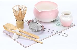 Matcha Whisk Set, 16oz Ceramic Matcha Bowl Set with Bamboo Whisk & Scoop, 8-Piece Complete Matcha Making Kit for Traditional 