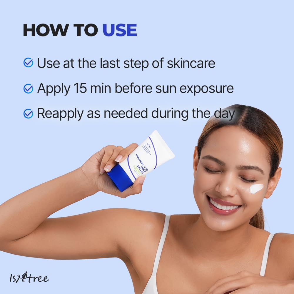 ISNTREE Hyaluronic Acid Daily Sun Gel 50ml, 1.69 fl oz | SPF 30 | Korean Skincare | Moisturizing | No White Cast | Lightweight | Mild Formula | Daily SPF | Korean Sunscreen | Broad Spectrum