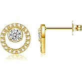 AVECON Simple Geometric Round Stud Earrings 925 Sterling Silver Post Circle Love Knot Studs for Women