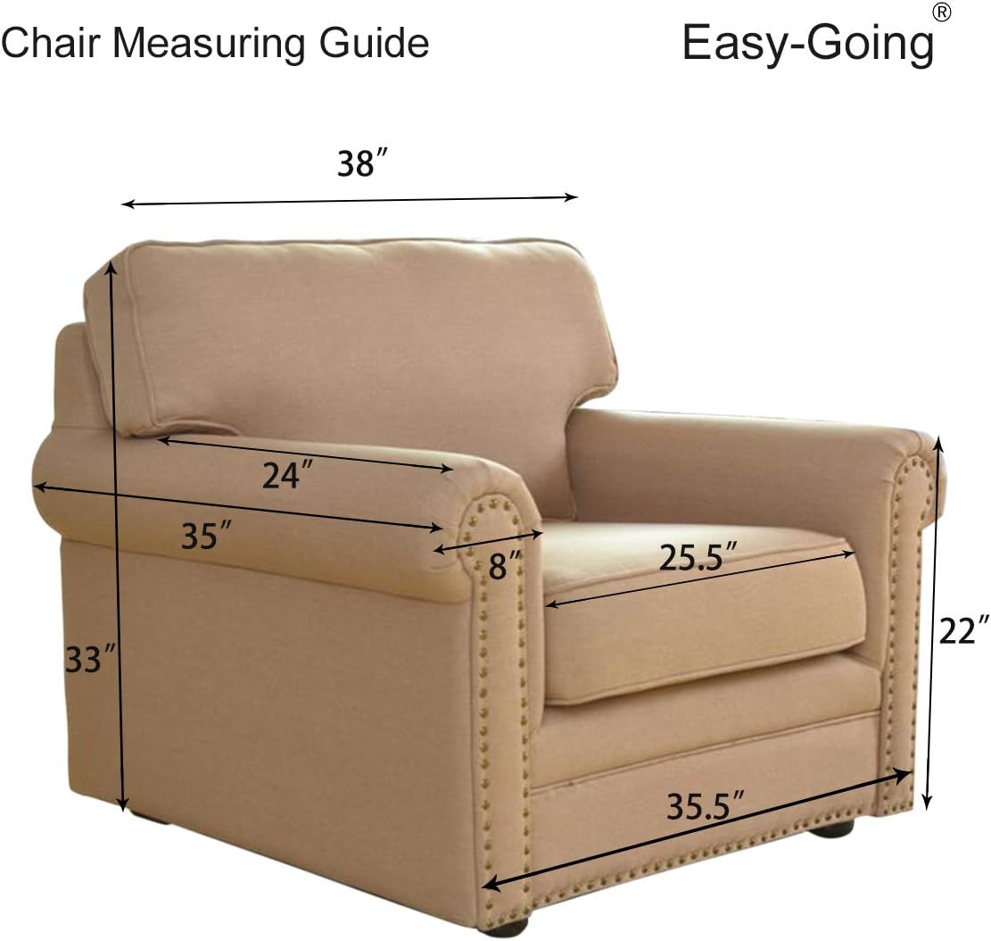Easy-Going Stretch Chair Sofa Slipcover 1-Piece Couch Sofa Cover Furniture Protector Soft with Elastic Bottom for Kids. Spandex Jacquard Fabric Small Checks(Chair,Ivory: Home & Kitchen