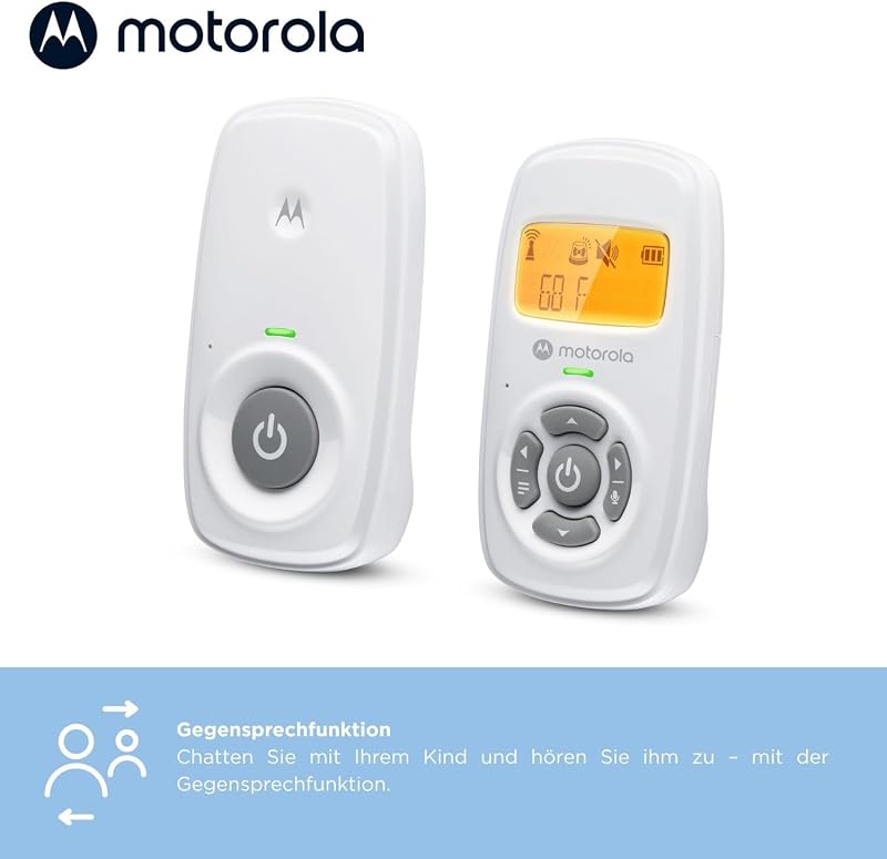 AM24 Babyphone Audio - Digitales Babyfon mit DECT-Technologie zur Audio-Überwachung-Raumtemperaturanzeige- Mikrofon mit hoher Empfindlichkeit und Zweiwege-Sprechfunktion–Weiß