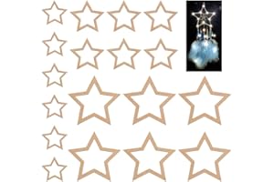 OLYCRAFT 18pcs 3 Size Star Shaped Dream Catcher Frame Wooden Rings Wood Star Hoops Wooden Hoop Rings Circle Nature Wood Hoop Craft Rings for Floral Wreath Wall Hangings DIY Craft Supplies Home Decor