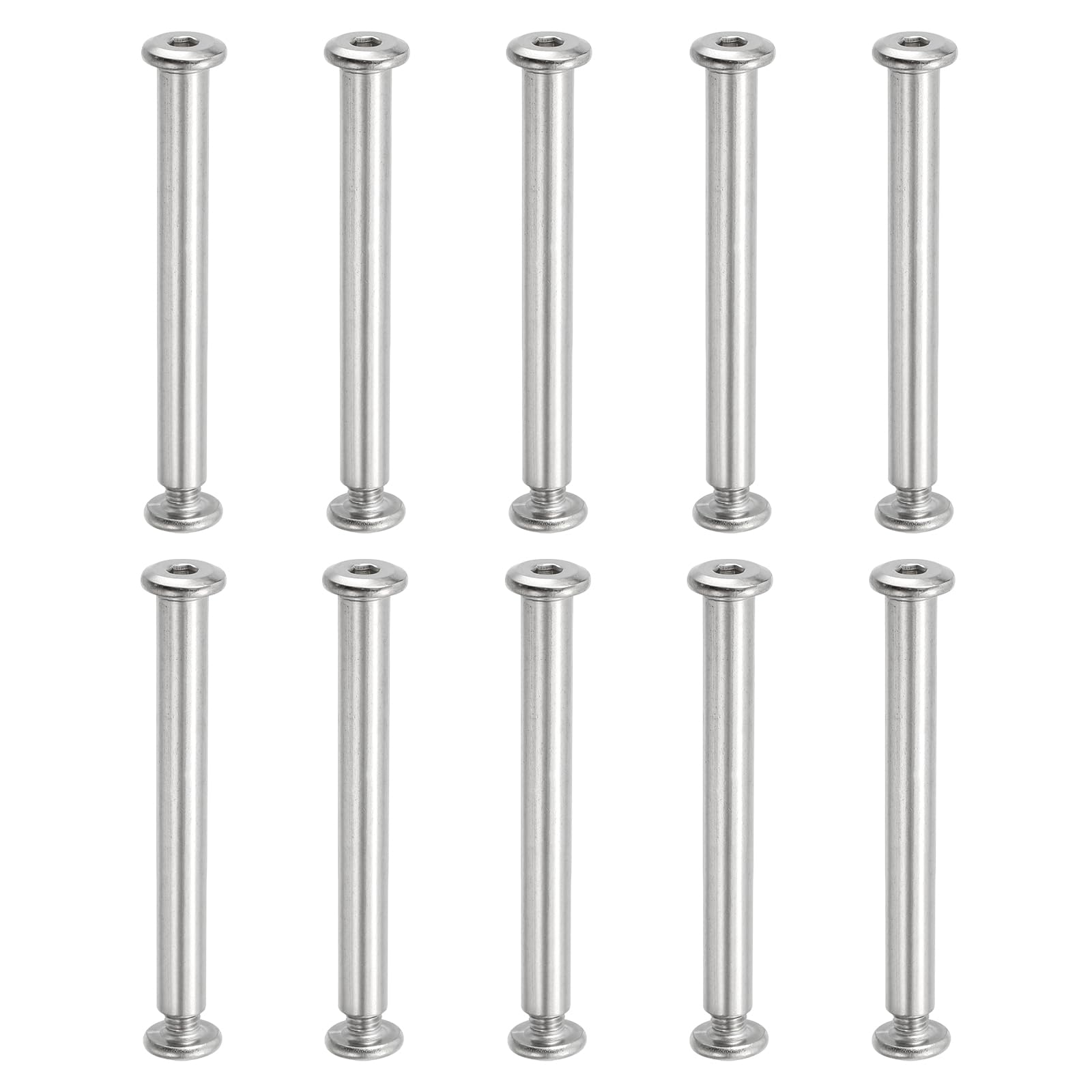 PATIKIL Hex Chicago Screws, 10 Set Binding Screw Posts M6 x 70 mm Connecting Hex Drive Socket Cap Bolt Nuts for Scrapbook Leather Belt Album Photo Furniture Repair, Silver