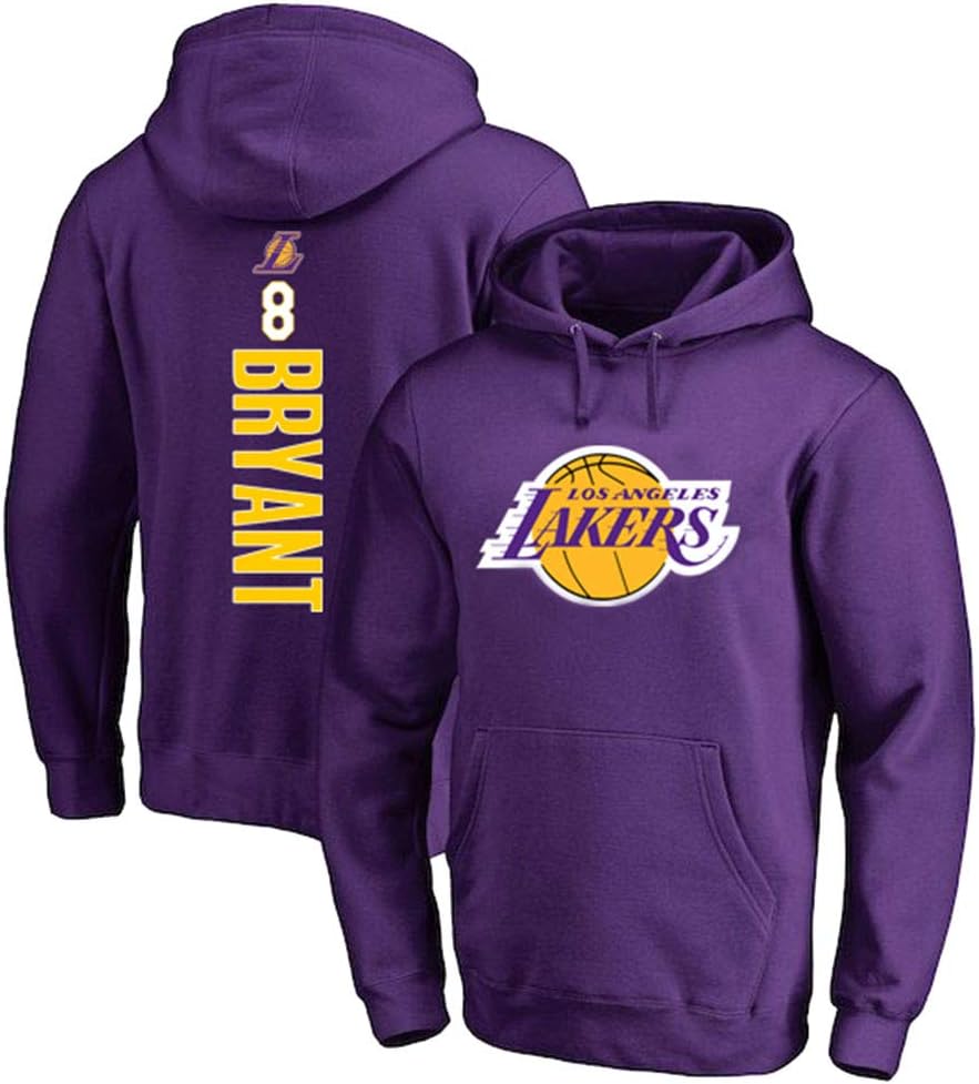 ERYUEN Men's and Women Basketball Hoodie NBA Lakers 8# Kobe Bryant Jersey Hooded Pullover Loose Basketball Sweatshirt T-Shirt