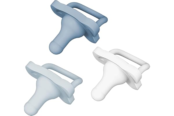 Dr. Brown’s HappyPaci 100% Silicone Pacifier 0-6m, BPA Free, White Blue Light Blue 3-Pack