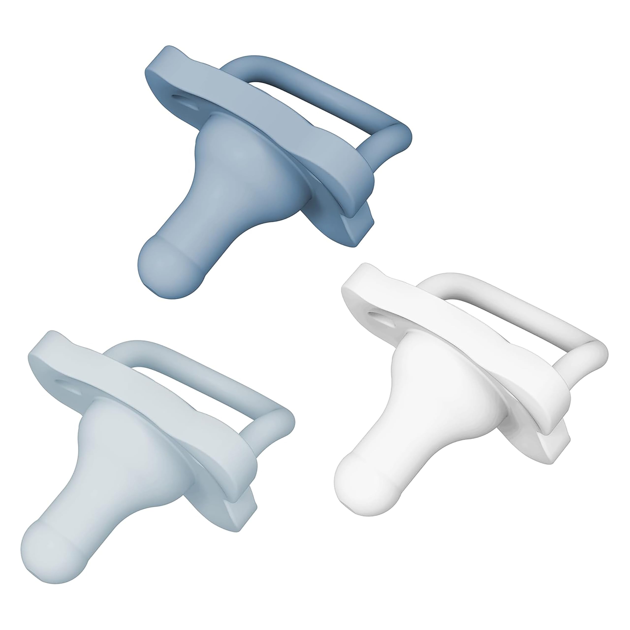 Dr. Brown's HappyPaci - Ciuccio in 100% silicone, 0-6 m, senza BPA, confezione da 3, colore: bianco, blu, azzurro