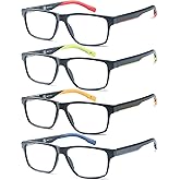 OLOMEE Large Reading Glasses Men Blue Light Blocking Readers Lightweight Wide Cheaters Glasses w/Rubber Arms+Spring Hinges