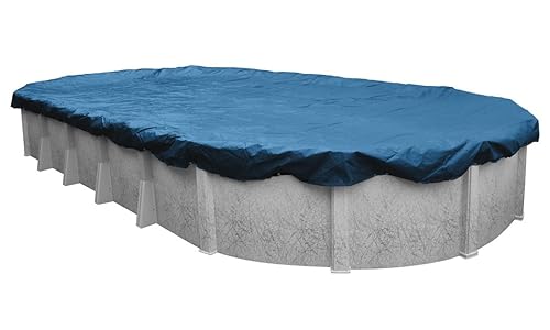Robelle 10 x 15 ft Heavy Duty Blue Winter Oval Pool Cover for Above Ground Pools, 4 ft Overlap (14 x 19 ft Cover Size), Solid 8 x 8 Scrim, 2.36 oz/yd2, 10-Year Warranty, Style: 351015-4A