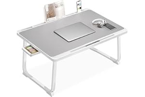 Laptop Desk for Bed, Laptop Bed Tray Table, Foldable Laptop Table with Storage Drawer and Book Stand, Laptop Bed Table for Wr