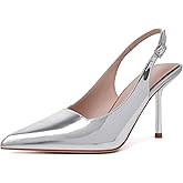 RIBONGZ Sexy Slingback Pumps Elegant Dressy Heels for Women Closed Toe Pointy High Heels Wedding Bride Prom Party Evening Shoes
