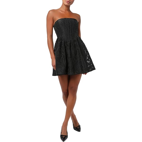 Amazon.com: Lulus Sydney Floral Jacquard Tie Shoulder Pleated Mini Dress –  Cocktail Party Dress Black : Clothing, Shoes & Jewelry