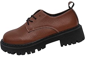 Oxford Shoes for Women Lace Up Vintage Leather Low-Top Non-Slip Soft Business Formal Dress Shoes
