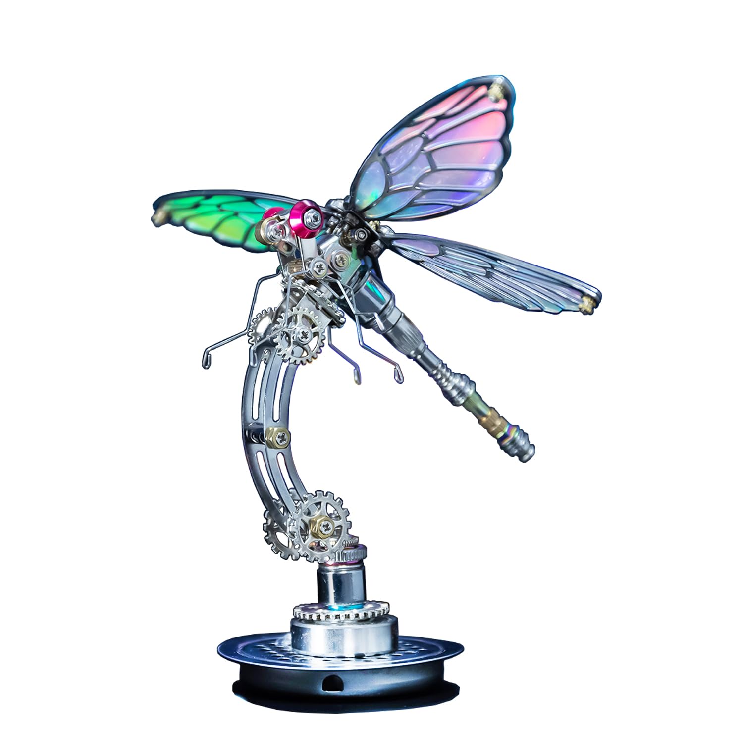 Photo 1 of Arcynix Mostarle Cyberpunk Dragonfly 3D Metal Puzzle, DIY Mechanical Model Kit for Teens & Adults, Color-Shifting Electroplated Wings, Adjustable Display, DIY Stress Relief Home Décor Gift