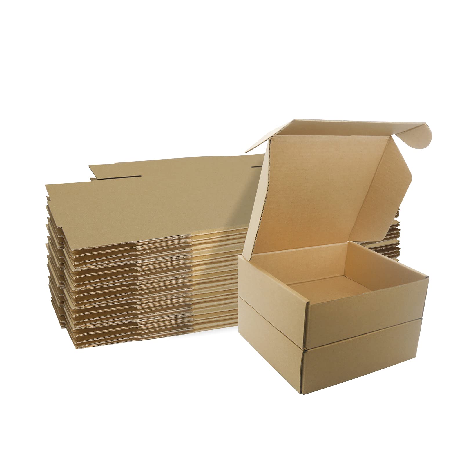 Corrugated Cardboard Shipping Boxes, 15×15×5cm Royal Mail Small Parcel PiP Postal Boxes, Brown Packaging Mailing Boxes for Business, Posting, Storing or Gift (Pack of 25)