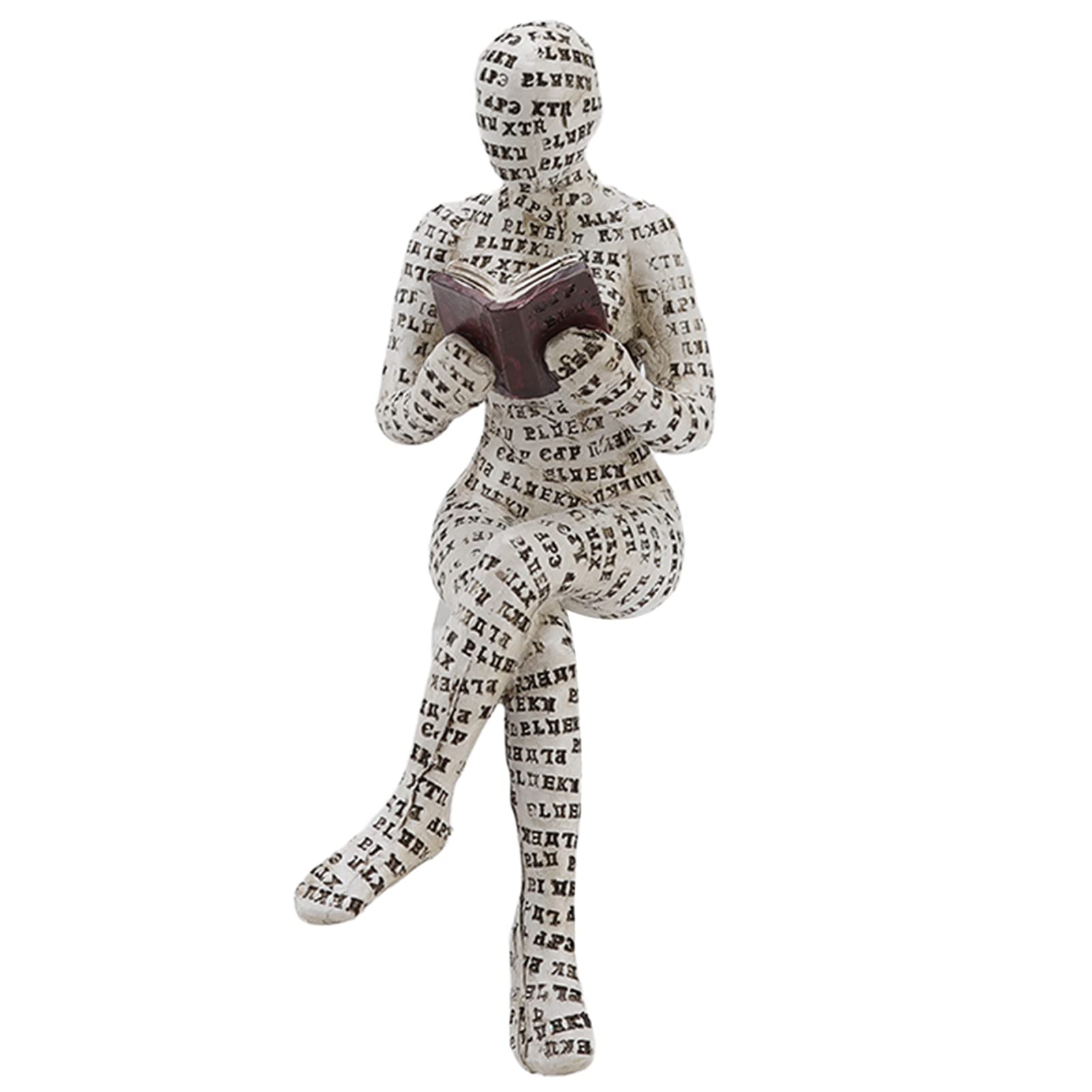 Fdit Reading Woman Figurine Resin Reading Women Thinker Statue Modern Abstract Art Sculpture for Decoration (F)