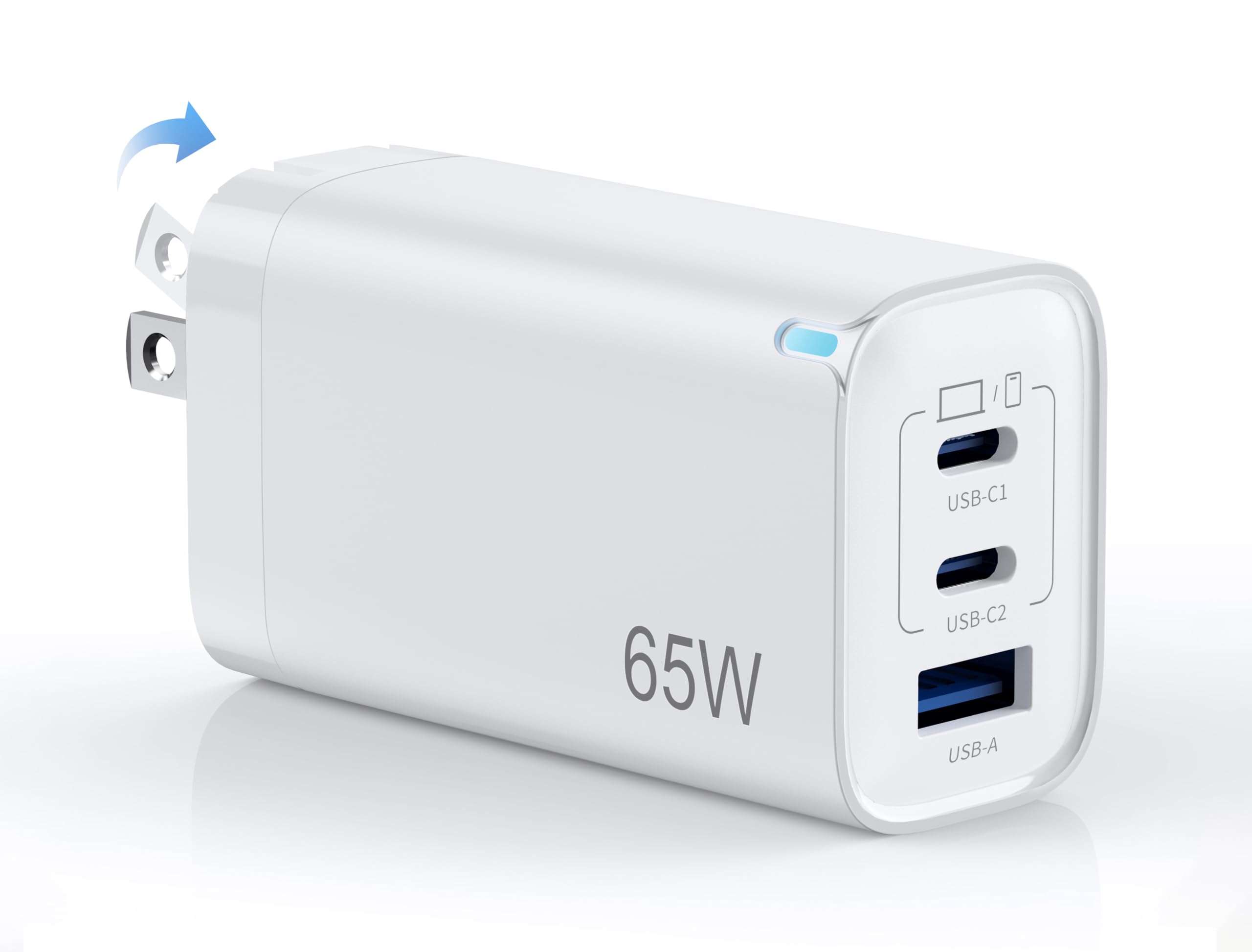 65 急速充電器 type 世界最小クラス・ 3 台同時に急速充電・超軽量 usb コンセント