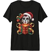 Christmas Sugar Skull Art Woman Santa Hat Festive Design Premium Tri-Blend T-Shirt