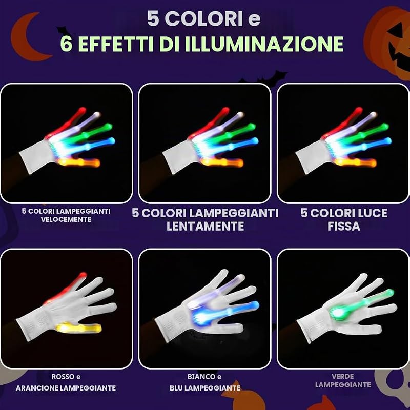 Guanti LED, Guanti Luminosi Colore Cambiando — foto 4 di 8