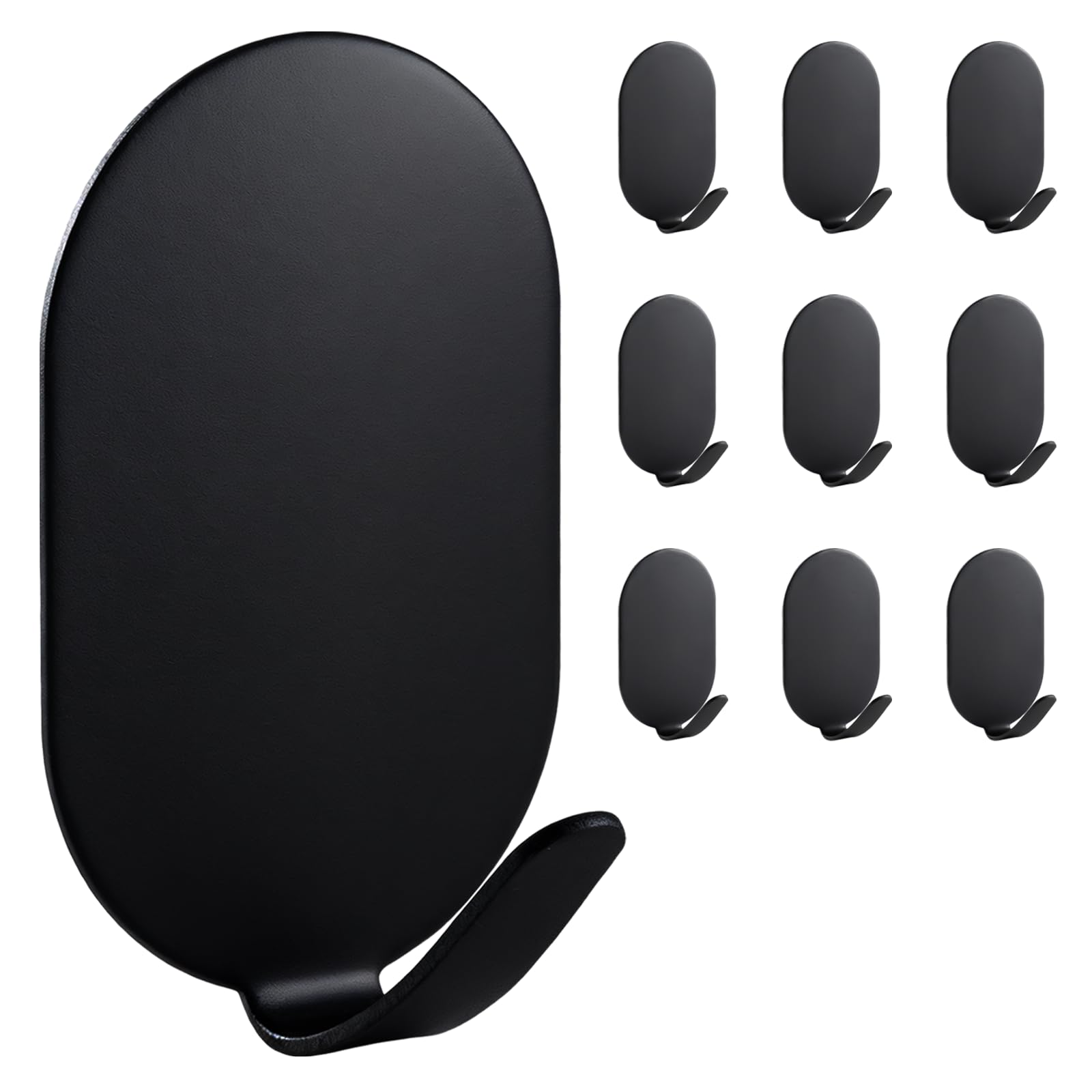 Photo 1 of 10 Pcs Sticky Adhesive Hooks for Hanging, Stainless Steel Key Hooks Command Hooks Stick On Wall Mount Hanger Over The Door Metal Hook Utility Hooks for Kitchen, Towel, Cup, Coat, hat, Picture (Black)